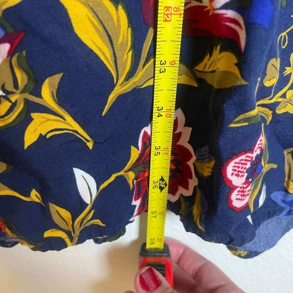 Old Navy Womens XL Navy Blue Floral Long Sleeve Boho Pleated Tunic Blouse - Picture 7 of 8
